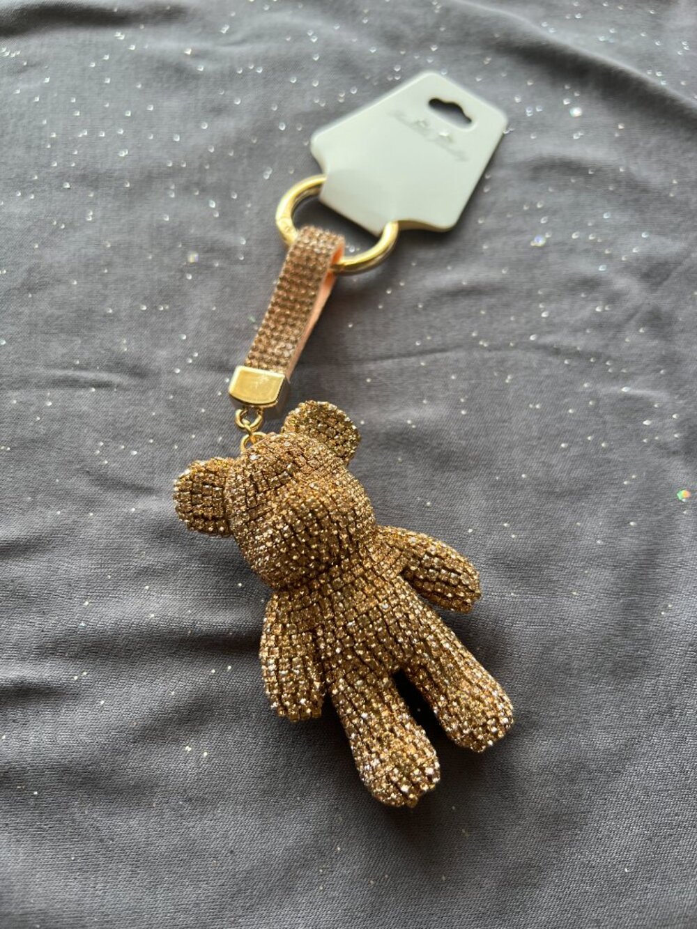 Gold Glitter Bear Keychain NWT